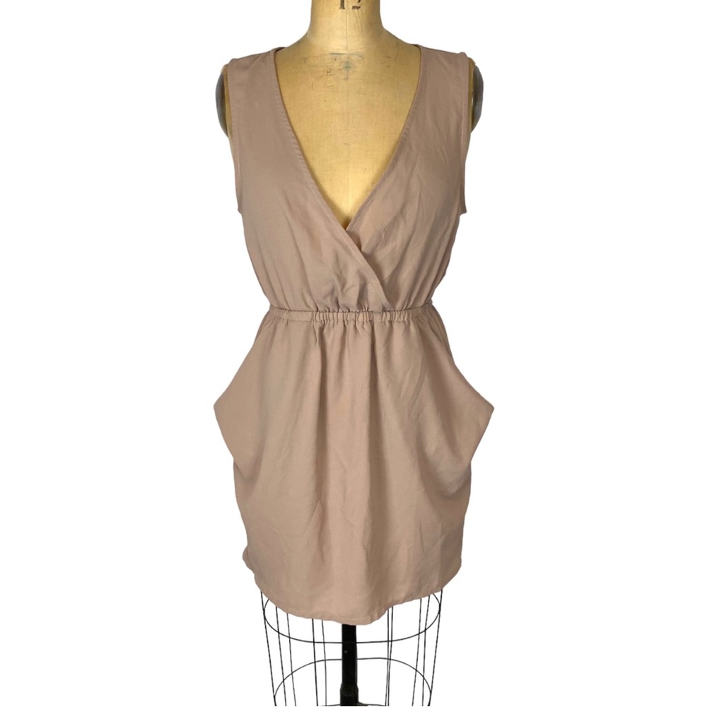🌷 5/$25 Taupe Draped Chiffon Mini Dress